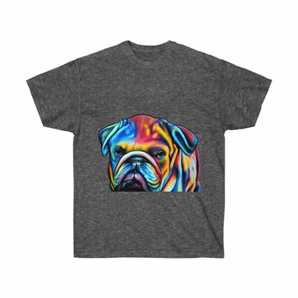 A colorful bulldog design on a Bulldog Head and Body Unisex Ultra Cotton Tee, perfect for fans of bulldogs. A colorful bulldog design on a Bulldog Head and Body Unisex Ultra Cotton Tee, perfect for fans of bulldogs.