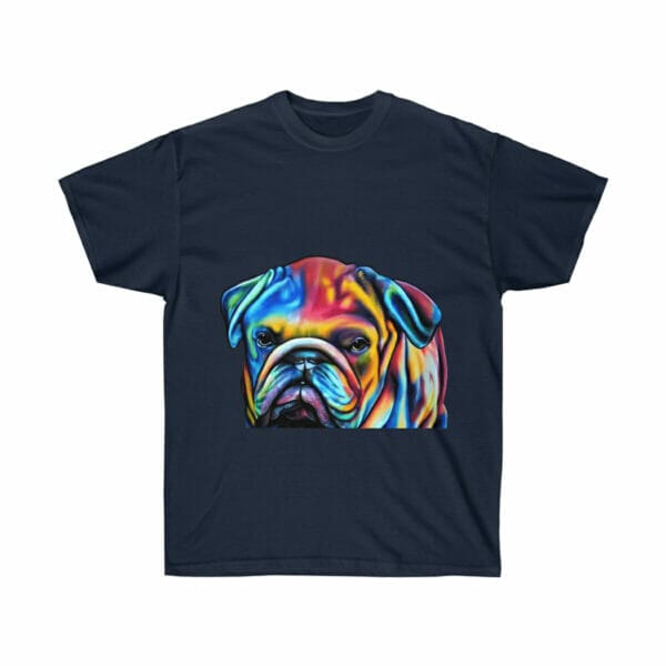 A Bulldog Head and Body Unisex Ultra Cotton Tee featuring a colorful bulldog dog, perfect for fans of custom bulldog apparel or bulldog t-shirts. A Bulldog Head and Body Unisex Ultra Cotton Tee featuring a colorful bulldog dog, perfect for fans of custom bulldog apparel or bulldog t-shirts.