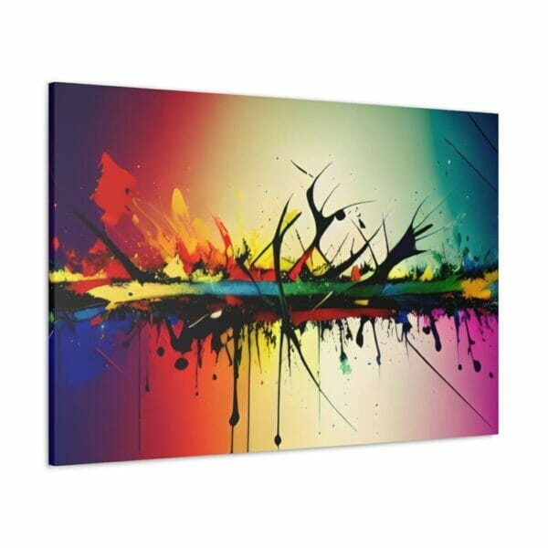A Colorful Action Painting Canvas featuring vibrant splatters. A Colorful Action Painting Canvas featuring vibrant splatters.
