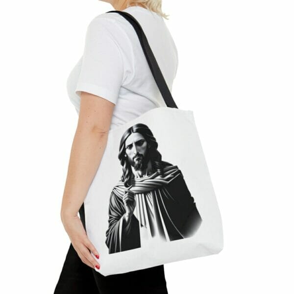 Jesus Tote Bag featuring Jesus design. Jesus Tote Bag featuring Jesus design.