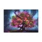 An image of a tree in a dark forest, featuring the Luminating Tree Canvas.