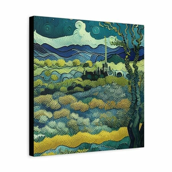 A Post-Impressionism Art Matte Canvas with a starry sky, reminiscent of van Gogh's iconic landscapes. A Post-Impressionism Art Matte Canvas with a starry sky, reminiscent of van Gogh's iconic landscapes.