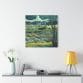 A Post-Impressionism Art Matte Canvas, showcasing van Gogh's iconic post-impression artwork, gracefully displayed on a living room wall.