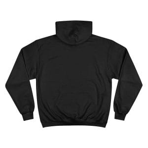 The back of a black hooded sweatshirt with Pitbull Abstract Art Champion Hoodie.