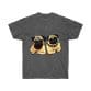 Two Twin Pug Unisex Ultra Cotton Tees sitting on a gray pug t-shirt.