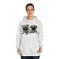 A Twin Pug Unisex College Hoodie with pugs on it.
