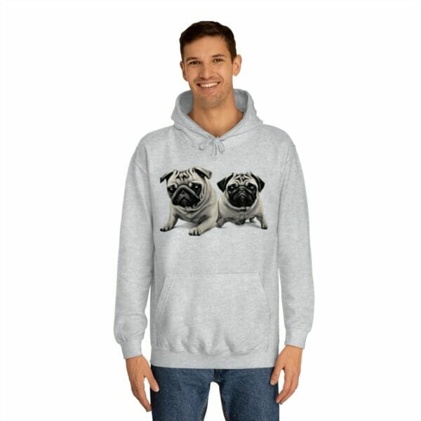 Twin Pug Unisex College Hoodie - twin pug hoodie. Twin Pug Unisex College Hoodie - twin pug hoodie.