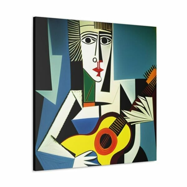A Woman Playing Guitar Cubism Art on Canvas. A Woman Playing Guitar Cubism Art on Canvas.