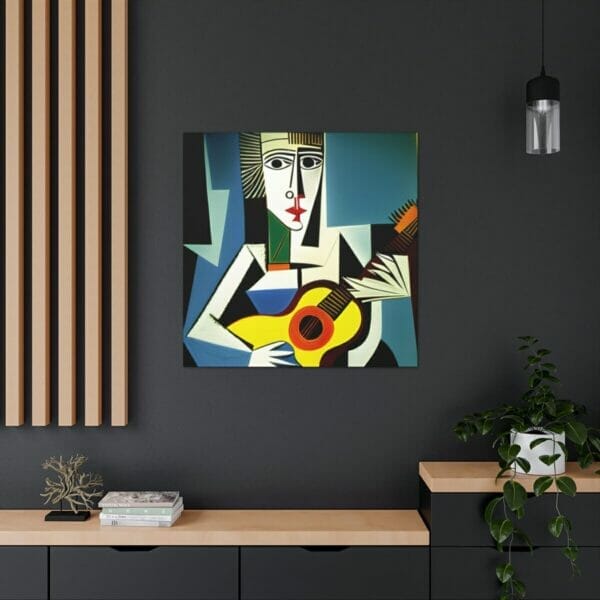 A Woman Playing Guitar Cubism Art Canvas. A Woman Playing Guitar Cubism Art Canvas.