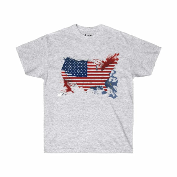 Gray, American Flag Map Unisex Ultra Cotton Tee. Gray, American Flag Map Unisex Ultra Cotton Tee.