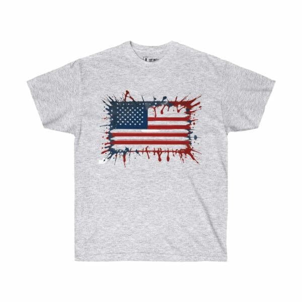 American Flag Action Painting Unisex Ultra Cotton Tee, gray t-shirt. American Flag Action Painting Unisex Ultra Cotton Tee, gray t-shirt.