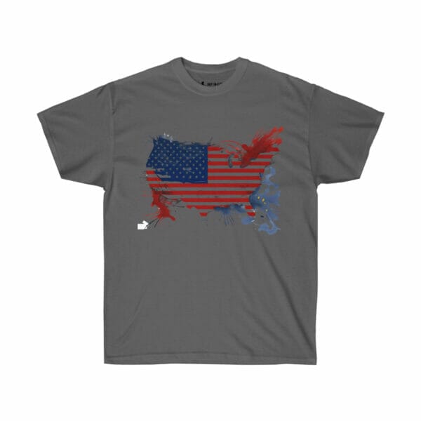 Gray American Flag Map Unisex Ultra Cotton Tee. Gray American Flag Map Unisex Ultra Cotton Tee.