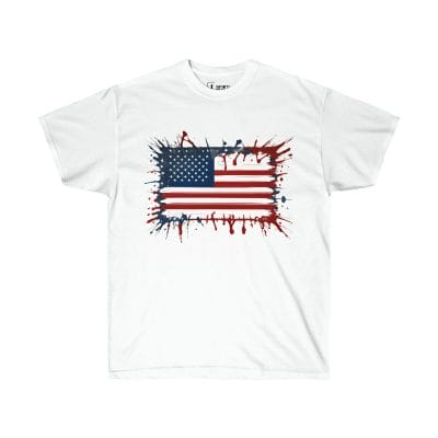 American Flag Action Painting Unisex Ultra Cotton Tee, white t-shirt