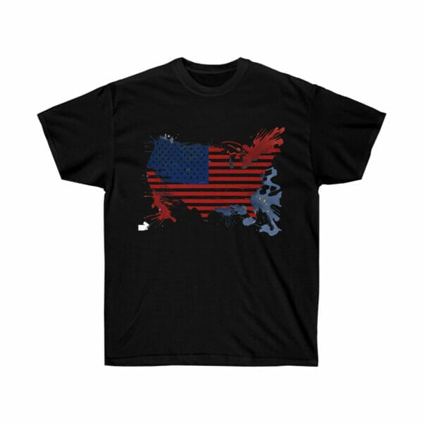 American Flag Map Unisex Ultra Cotton Tee, black, t-shirt American Flag Map Unisex Ultra Cotton Tee, black, t-shirt