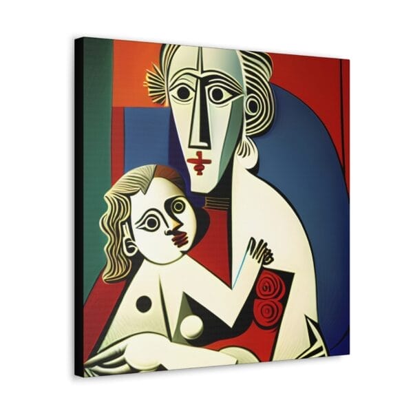 Introducing the "Mother's Love Cubism Art Canvas," a vibrant abstract masterpiece inspired by Picasso's cubism art. It beautifully showcases a stylized figure cradling a child, set against a backdrop of geometric shapes and bold lines. Introducing the "Mother's Love Cubism Art Canvas," a vibrant abstract masterpiece inspired by Picasso's cubism art. It beautifully showcases a stylized figure cradling a child, set against a backdrop of geometric shapes and bold lines.