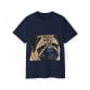 Navy blue unisex ultra cotton tee featuring a detailed pug head shot illustration on the front.