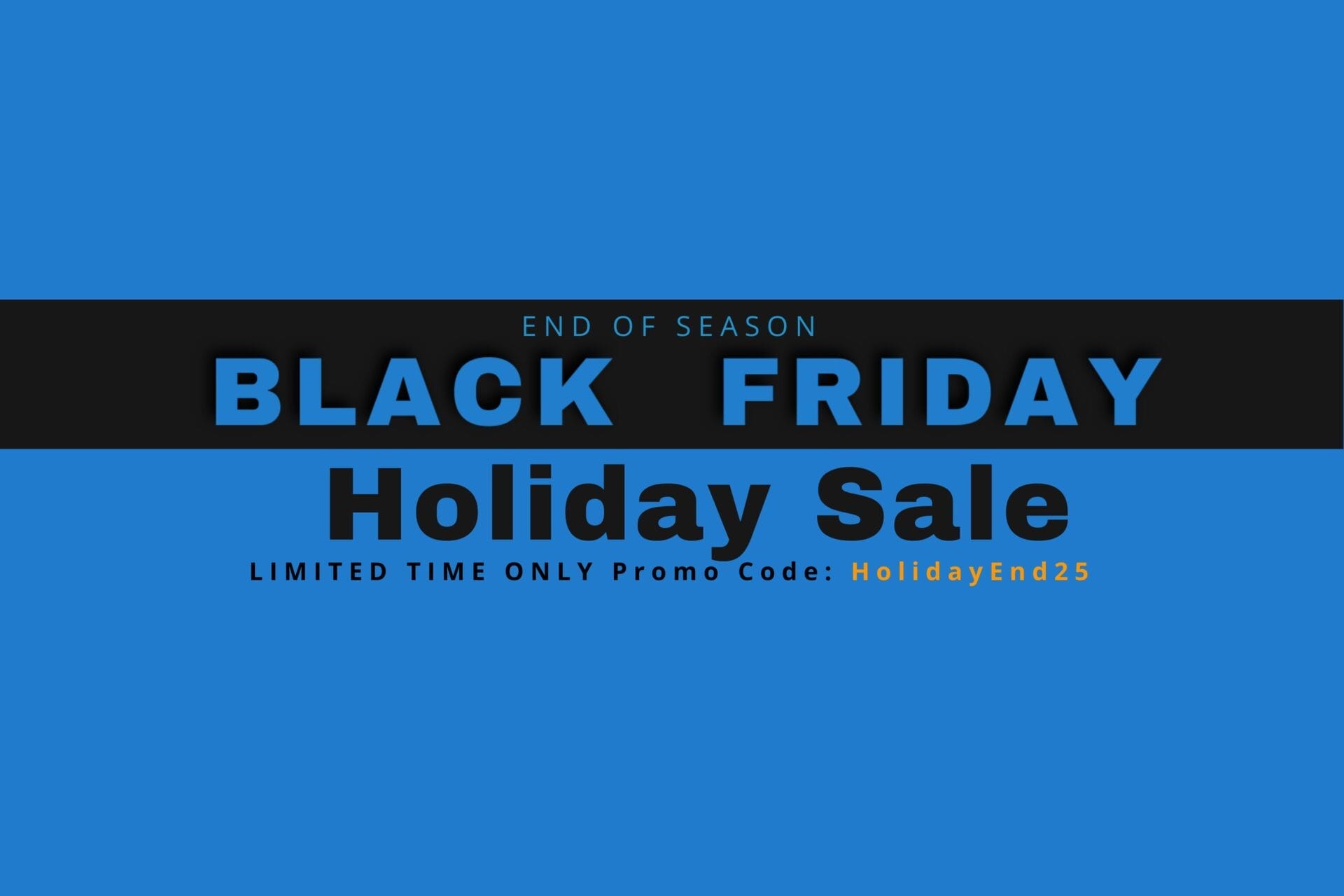 Black Friday Holiday Sale banner with promo code 