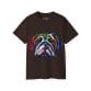 The Bull Dog Face Unisex Ultra Cotton Tee is a black shirt with a vibrant, stylized bulldog face illustration on the front—ideal for fans of unique custom bulldog apparel.