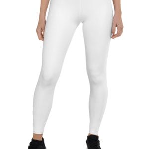 A person wearing All-Over Print Leggings and black sneakers, shown from midriff to feet against a white background.