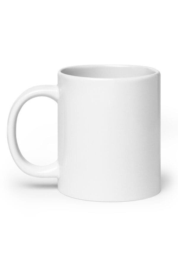 16586_1680616351 The Customizable White Glossy Mug features a plain white ceramic design with a handle, displayed on a white background.